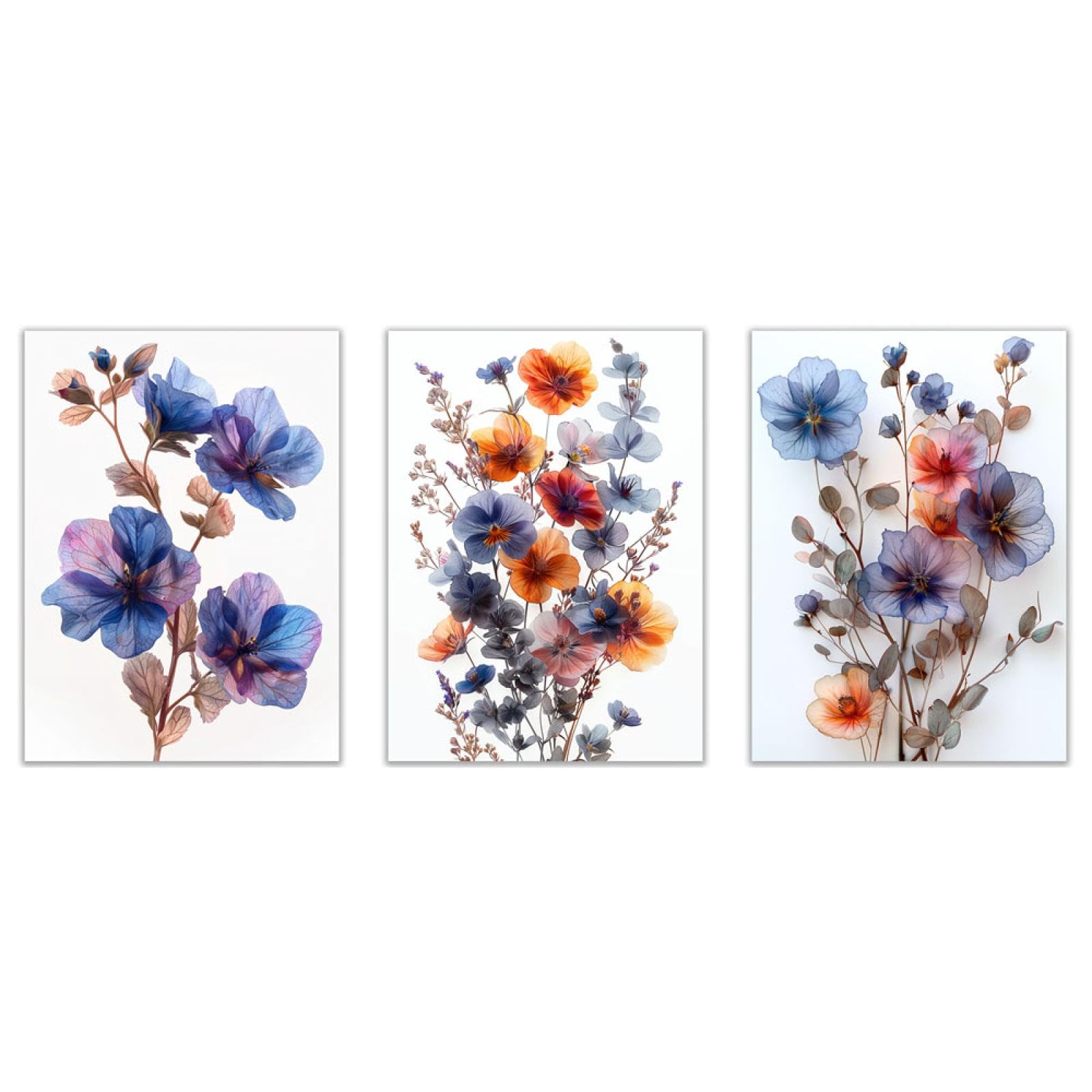 JOSUE 3-teiliges Set Blumen Bild Leinwand Bunte Blu Produktbild-Vorschau 8