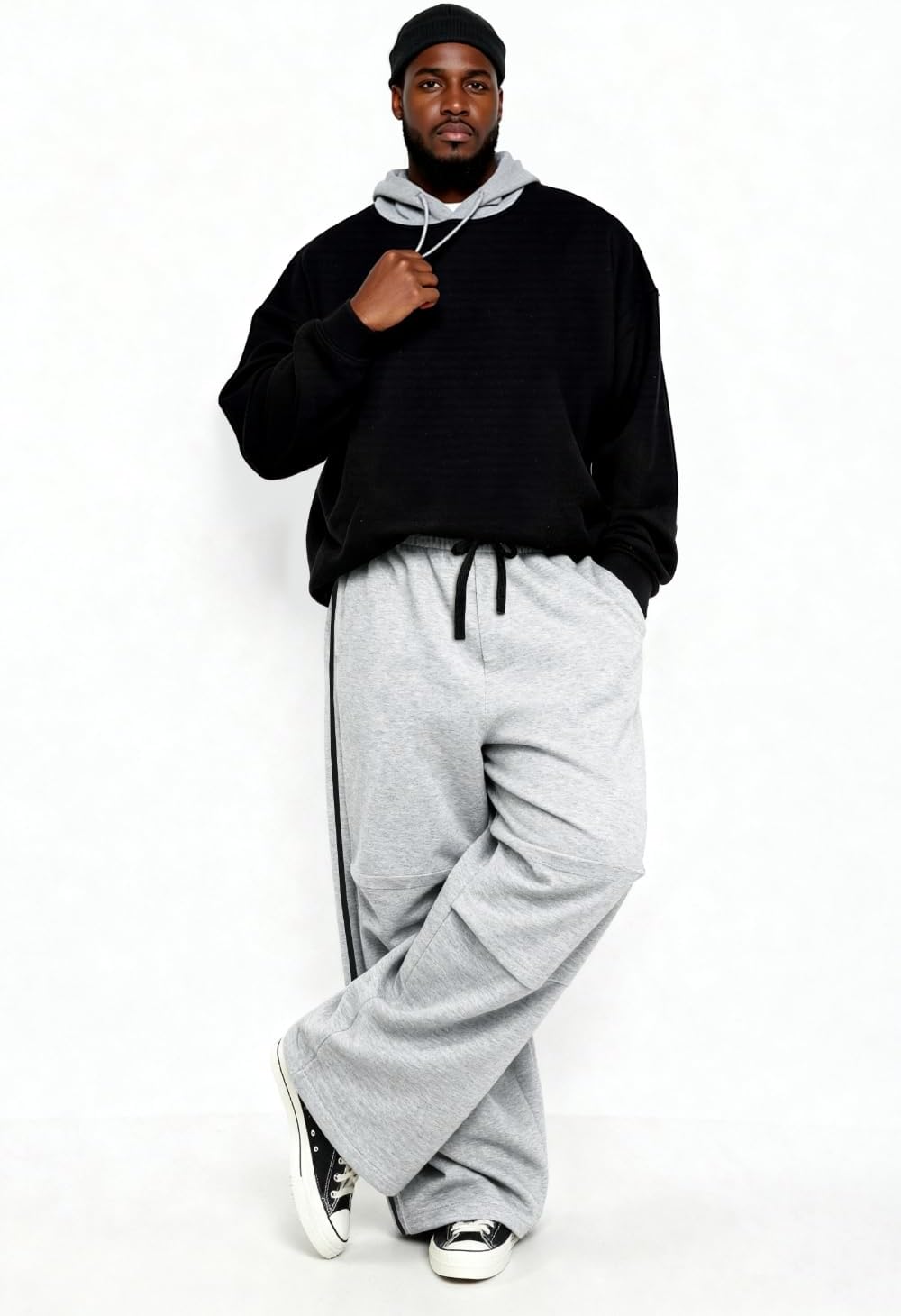 GINGTTO Mens Baggy Sweatpants Wide Leg Track Pants Open Bottom Loose Fit - Image 8