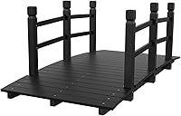 Outvita 5ft Wooden Garden Bridge Arch with Safety Rails - Stained Carbonized Fir Footbridge for Pond Creek Backyard