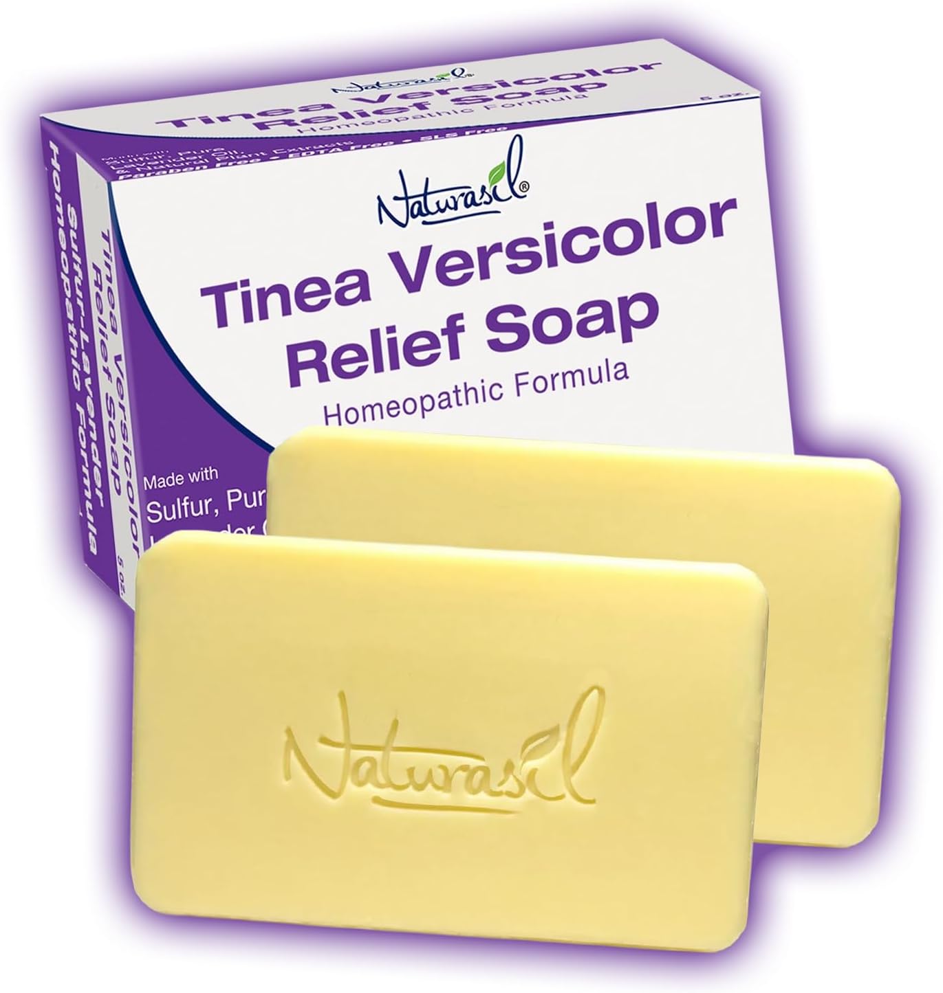 Naturasil Tinea Versicolor Treatment Soap (2) 5oz Bars | Max-Strength 10x Fast-Acting Antifungal Relief | Sulfur Soap Soothes & Restores Skin Pigment | Adult & Child Safe (2 Pack)