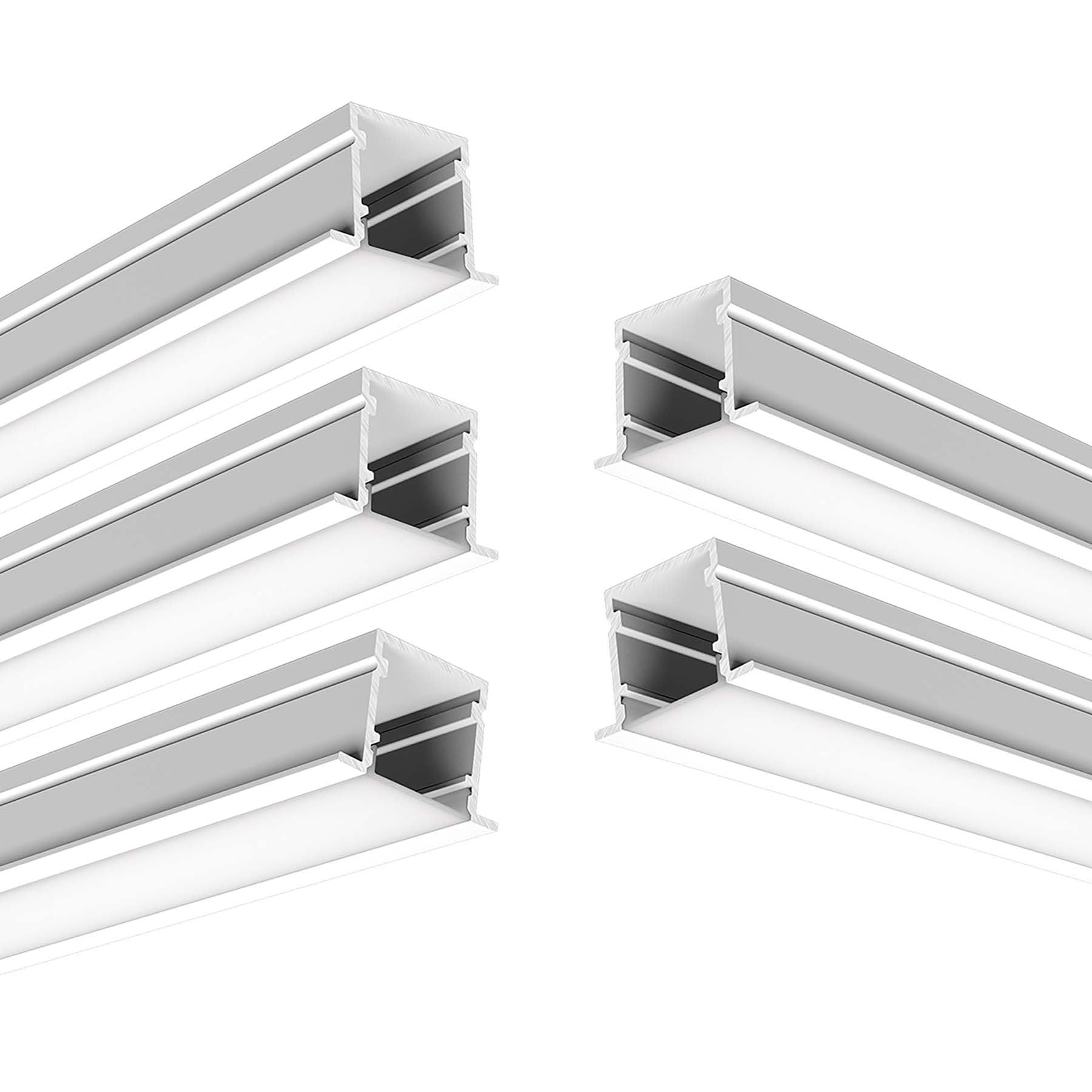 G.W.S® Recessed LED Profile, 5-Pack Aluminium Channel for LED Strip Light, 2 Metres 28mmx20mm (177-Y2820) — image 1