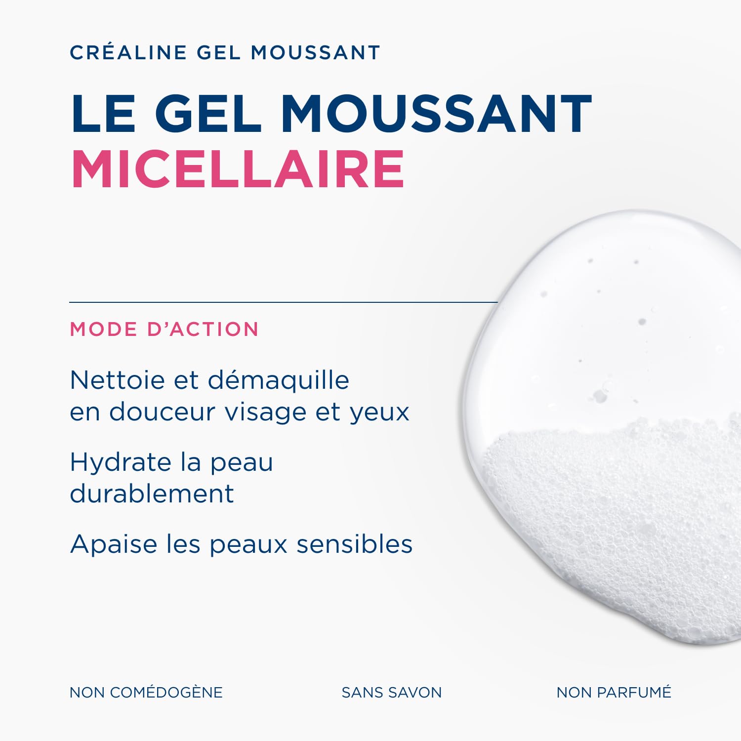 BIODERMA Sensibio Gel Moussant - Nettoyant apaisant micellaire - Démaquille le visage et les yeux - Peaux sensibles - Renforce l’hydratation naturelle - Flacon pompe 500 ml