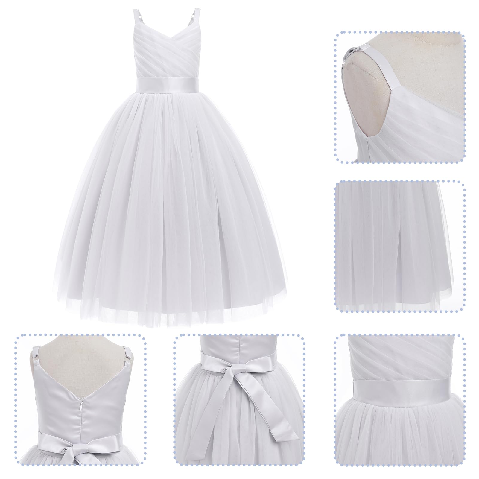 IWEMEK Vestido de tutú para niñas con diseño de flores, halter, para boda, concurso, dama de honor, graduación, fiesta de cumpleaños, baile, primera comunión
