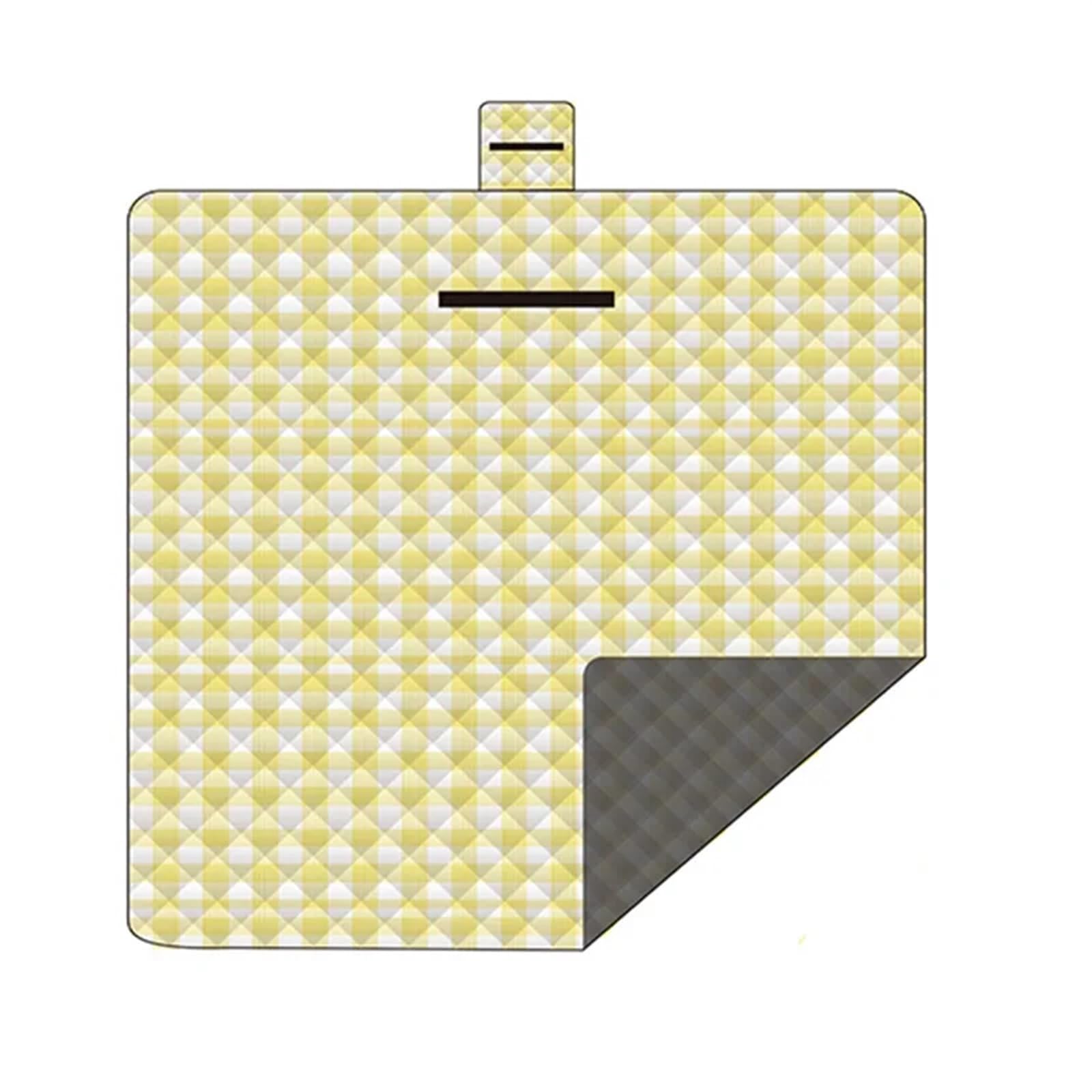 Coperta da Picnic Impermeabile Tappetino da campeggio pieghevole impermeabile, coperta picnic for la spiaggia per picnic campeggio spiaggia esterno(Yellow white gird)