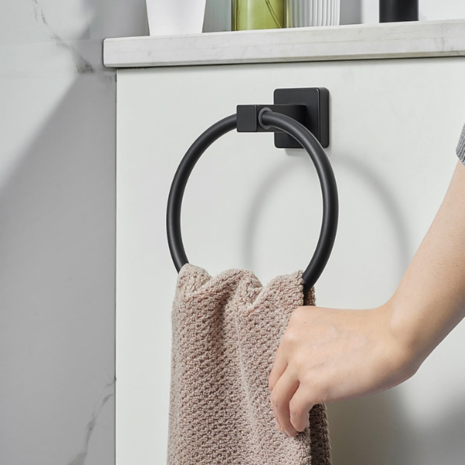 Anello portasciugamani nero opaco per bagno, cucina, bagno, porta asciugamani da parete, resistente acciaio inossidabile