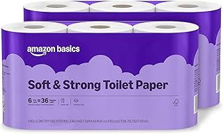 Amazon Basics Soft and Strong 2-Ply Toilet Paper, 6 Ultra Rolls : 24 Regular Rolls, Unscented, 340 Sheet (2 Pack of 6), Packaging May Vary