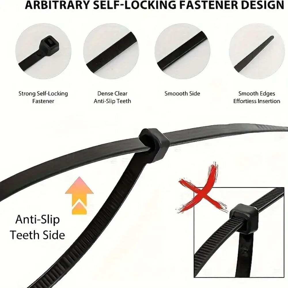 Self-Locking Plastic Nylon Tie Zip Wraps Strap Nylon Cable Tie Fastening Strap for Indoor and Outdoor(White(2.5x100mm),600pcs)