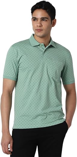 Peter England Men's Cotton Regular Fit All Over Printed T-Shirt | Rich