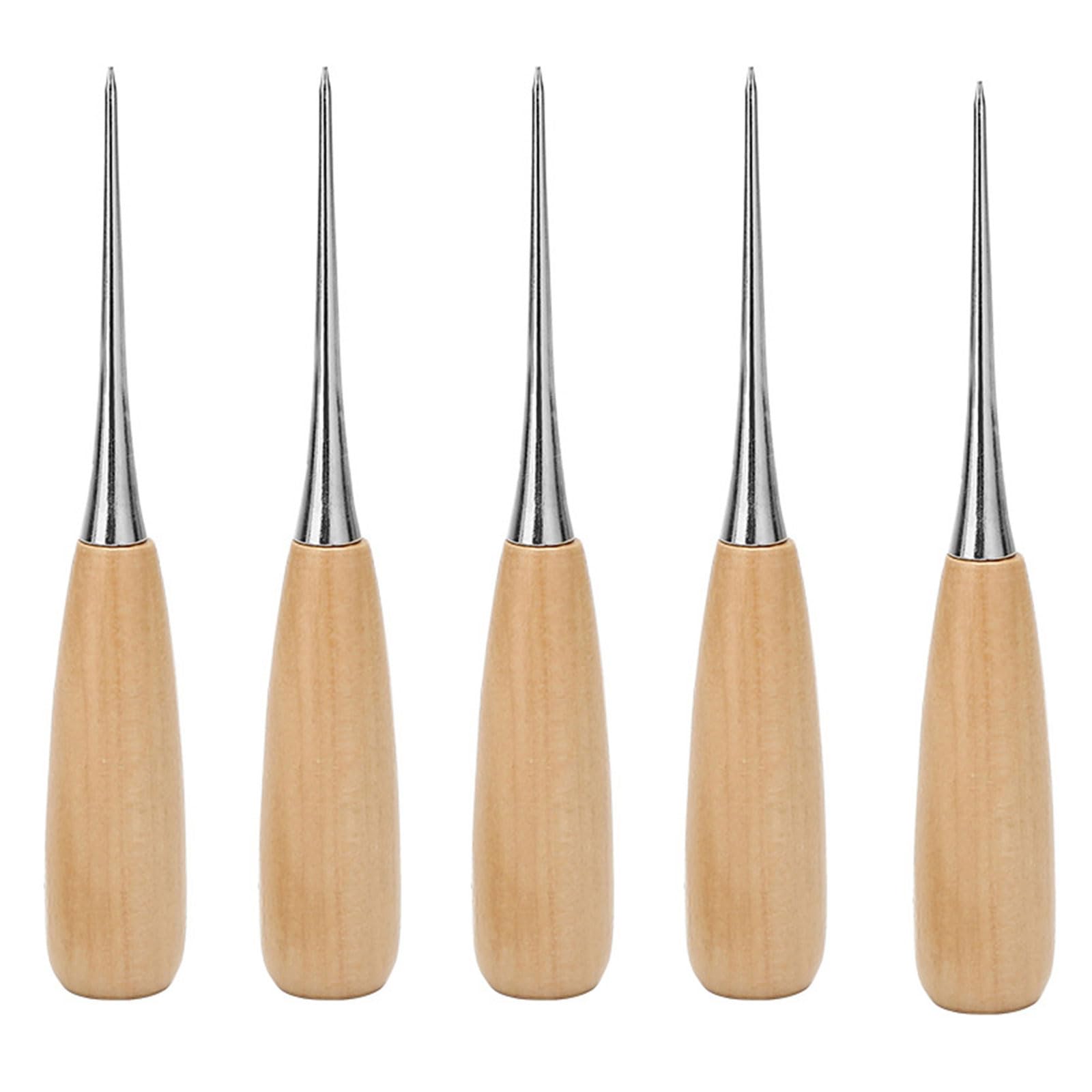 Piceioep Wood Handle Awl for Shoemaking Leather Crafting and Projects with Ground Tip Alloy Tip Wood Awl