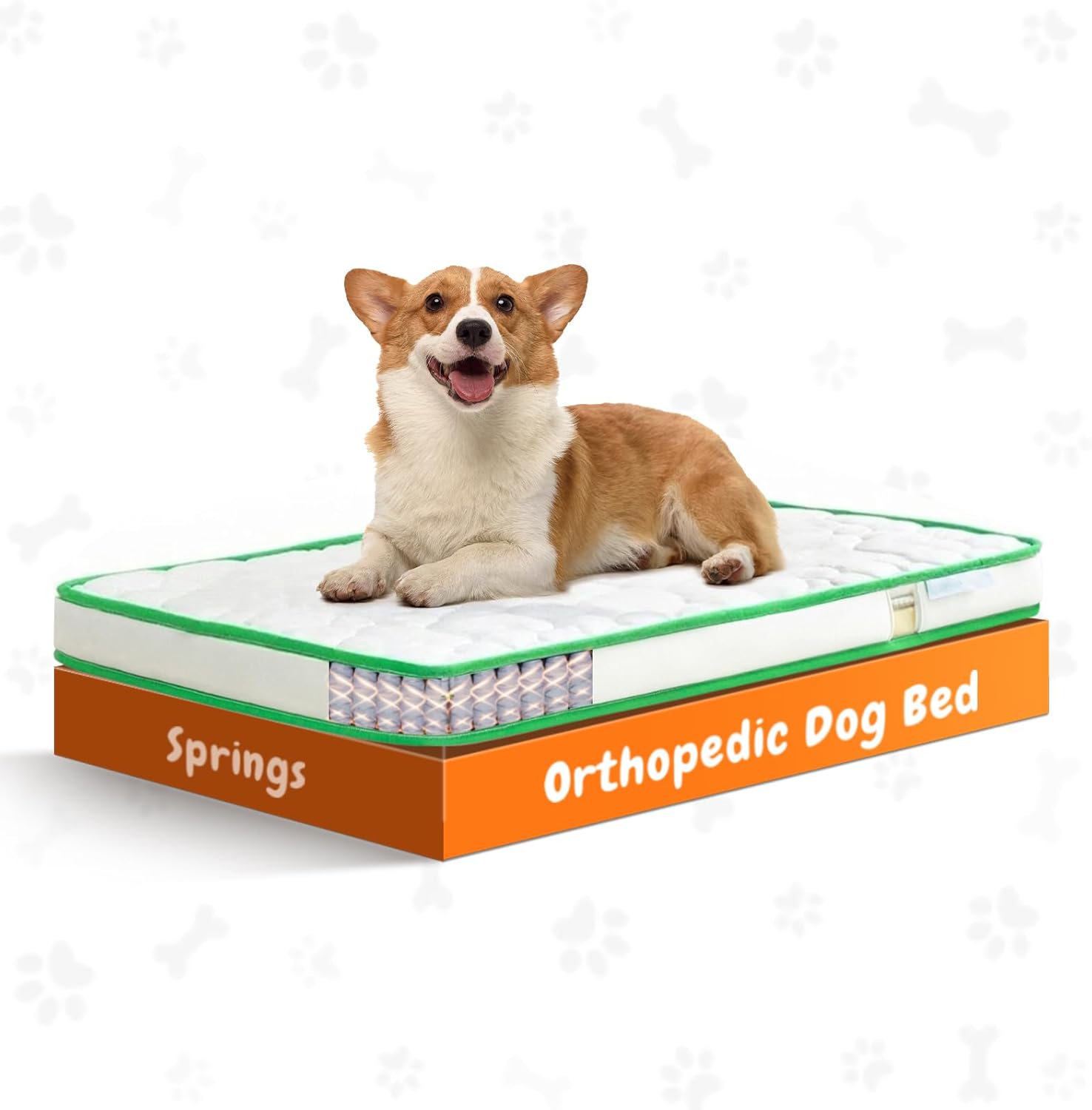 Orthopedic Dog Bed for Medium Dog Waterproof Mattress with Pocket Springs & Memory Foam Removable Washable Cover, Non-Slip, Anti-Anxiety Sleeping and Joint Pain Relief 31“x29” for Pets up to 130 lbs 31"L x 29"W x 3.7"Th