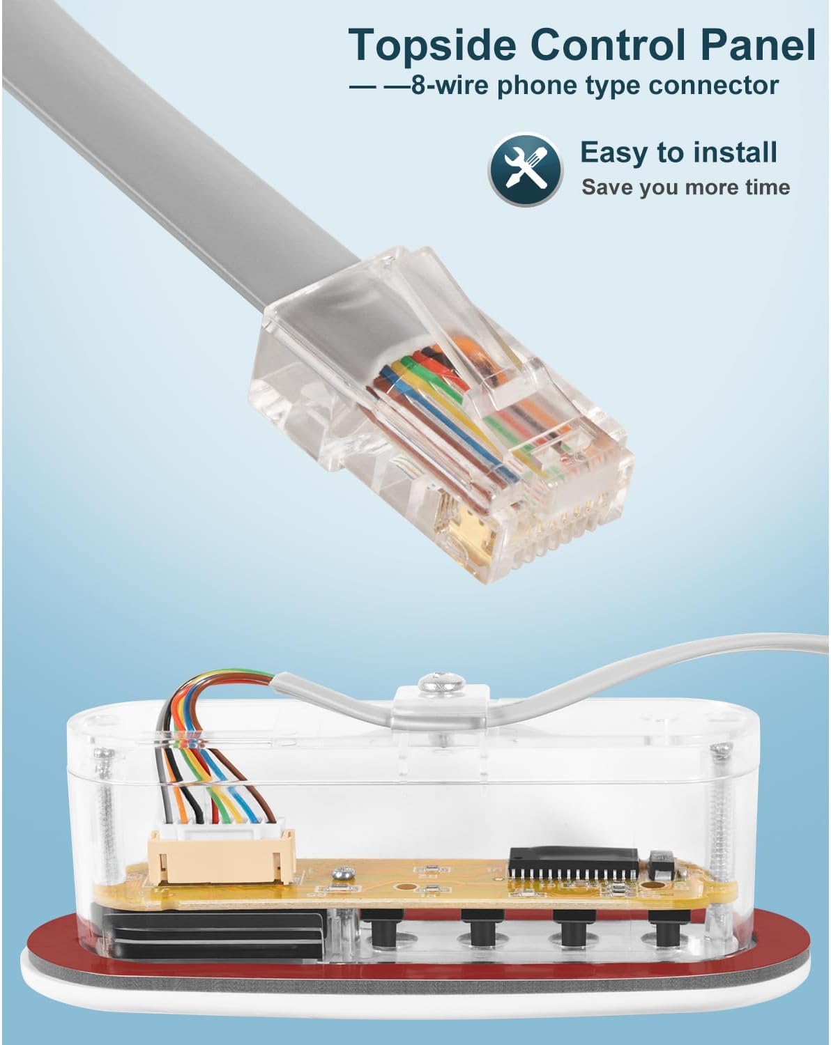 53238 Panel de control de repuesto con pantalla LED – Panel de control Whirlpool de 4 botones para sistemas Balboa VL200 Heat Jacket
