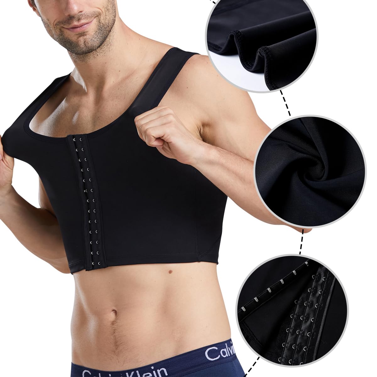 Body Shaper Chest Binder Compressione Piatta 3 File Gilet Busto Corsetto Senza Maniche per Il Supporto della Schiena Riduzione Ginecomastia