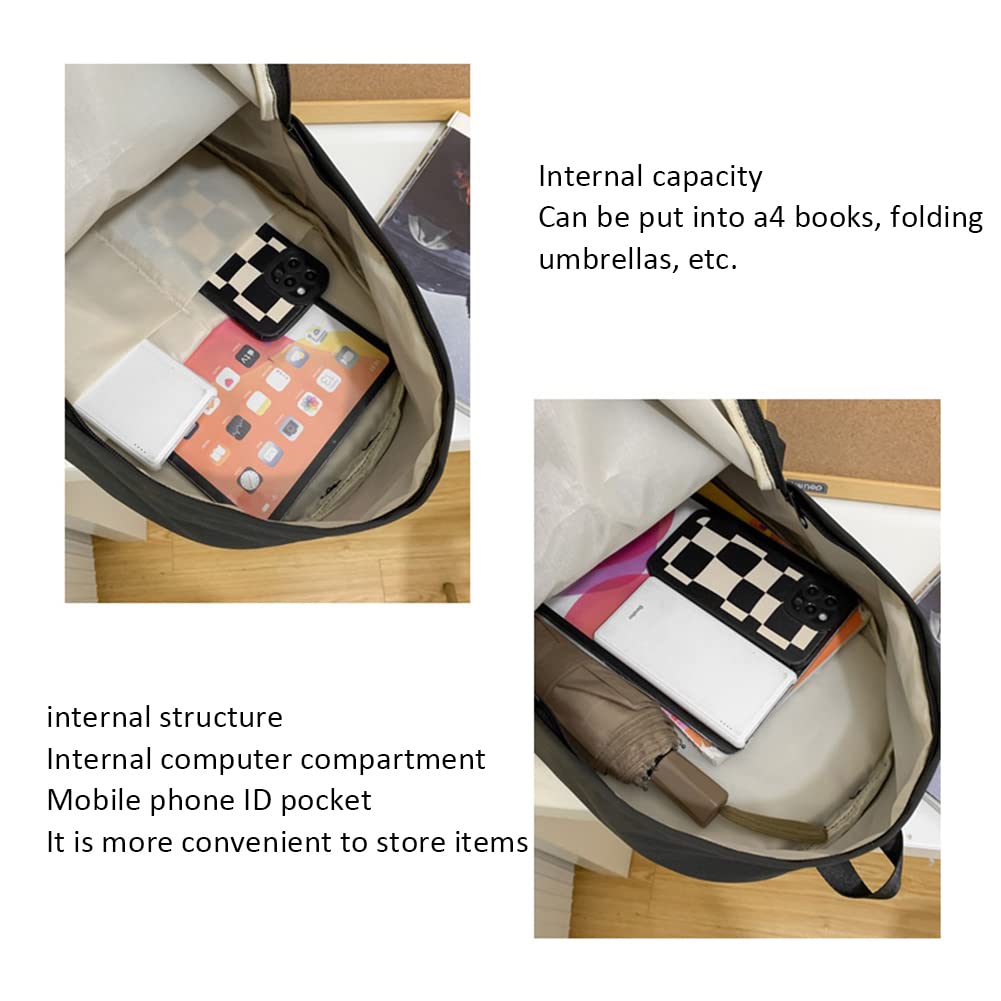 Zaini Scuola con Fiocco Ultraleggero da Viaggio per Donne, Borsa per Libri per Bambini, Ragazze Adolescenti, Nero