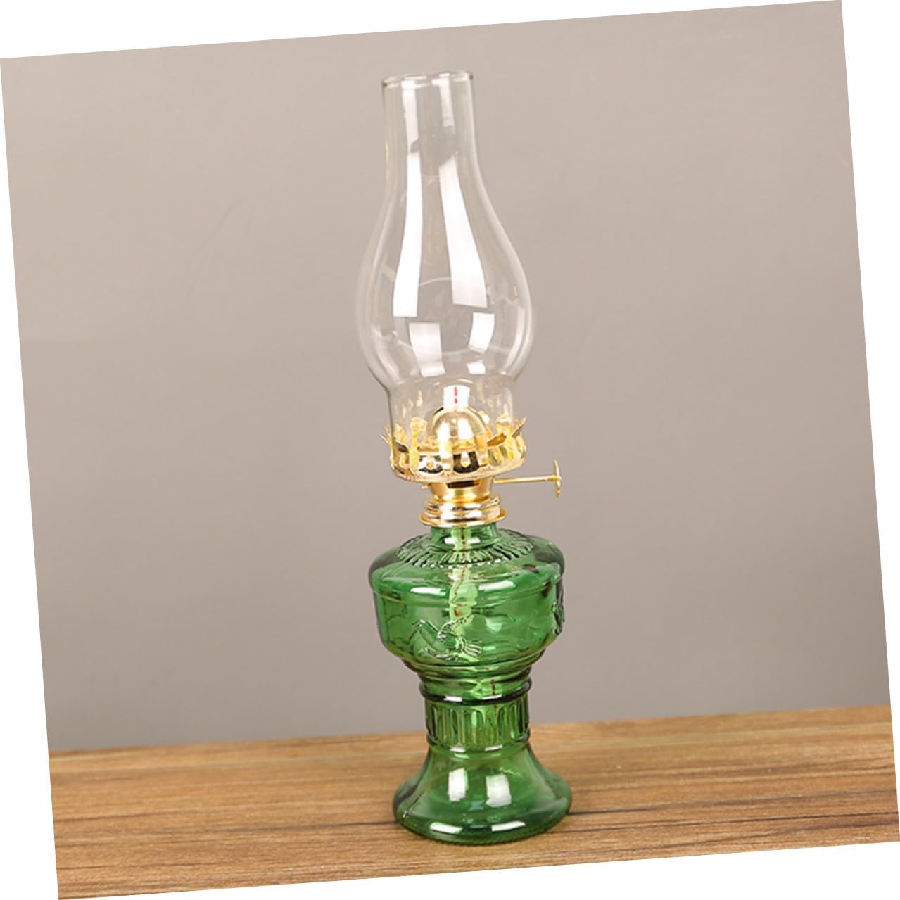 NUOBESTY Vintage Household Kerosene Oil Lamp with Glass Cover Rustic Aluminum Alloy Retro Lantern for Indoor Decorative Use in Living Bedroom Practical and Sturdy Ambient Lighting