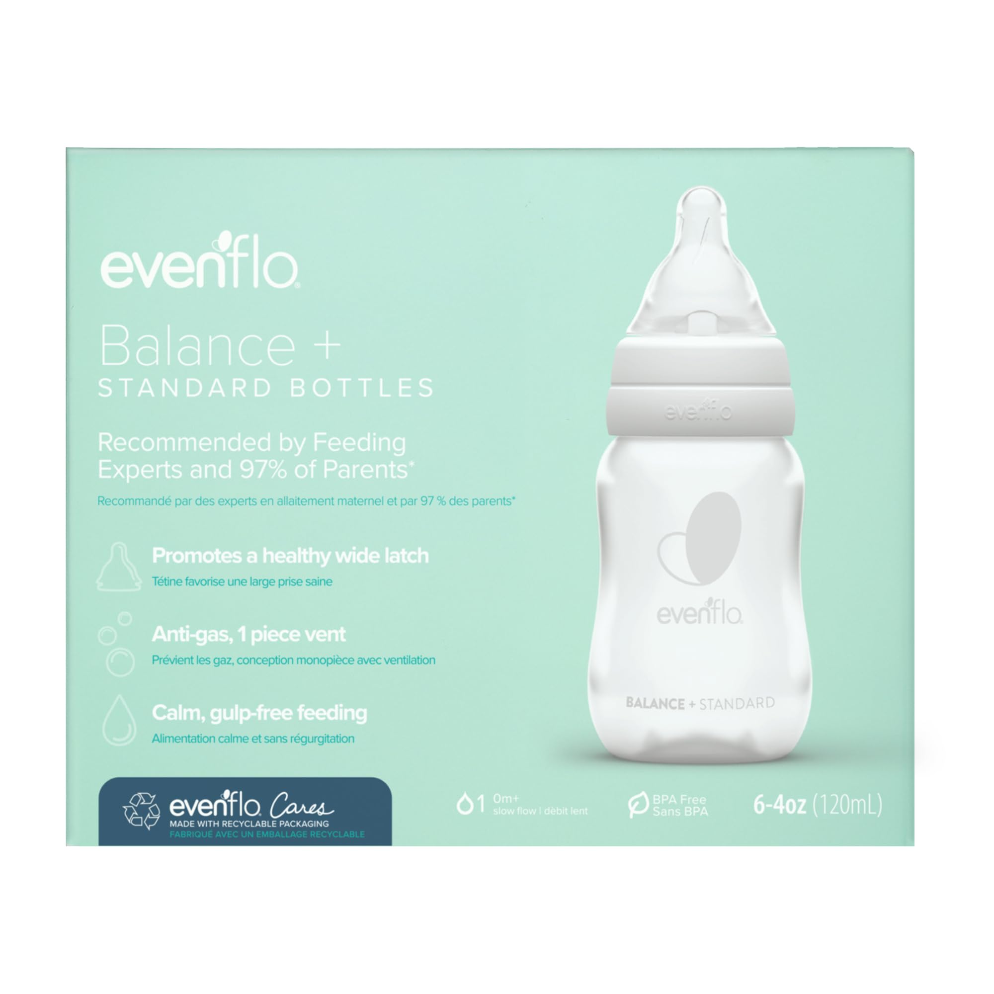Evenflo Feeding Premium Proflo Venting Balance Plus Standard Neck Baby, Newborn and Infant Bottles - Developed by Pediatric Feeding Specialists