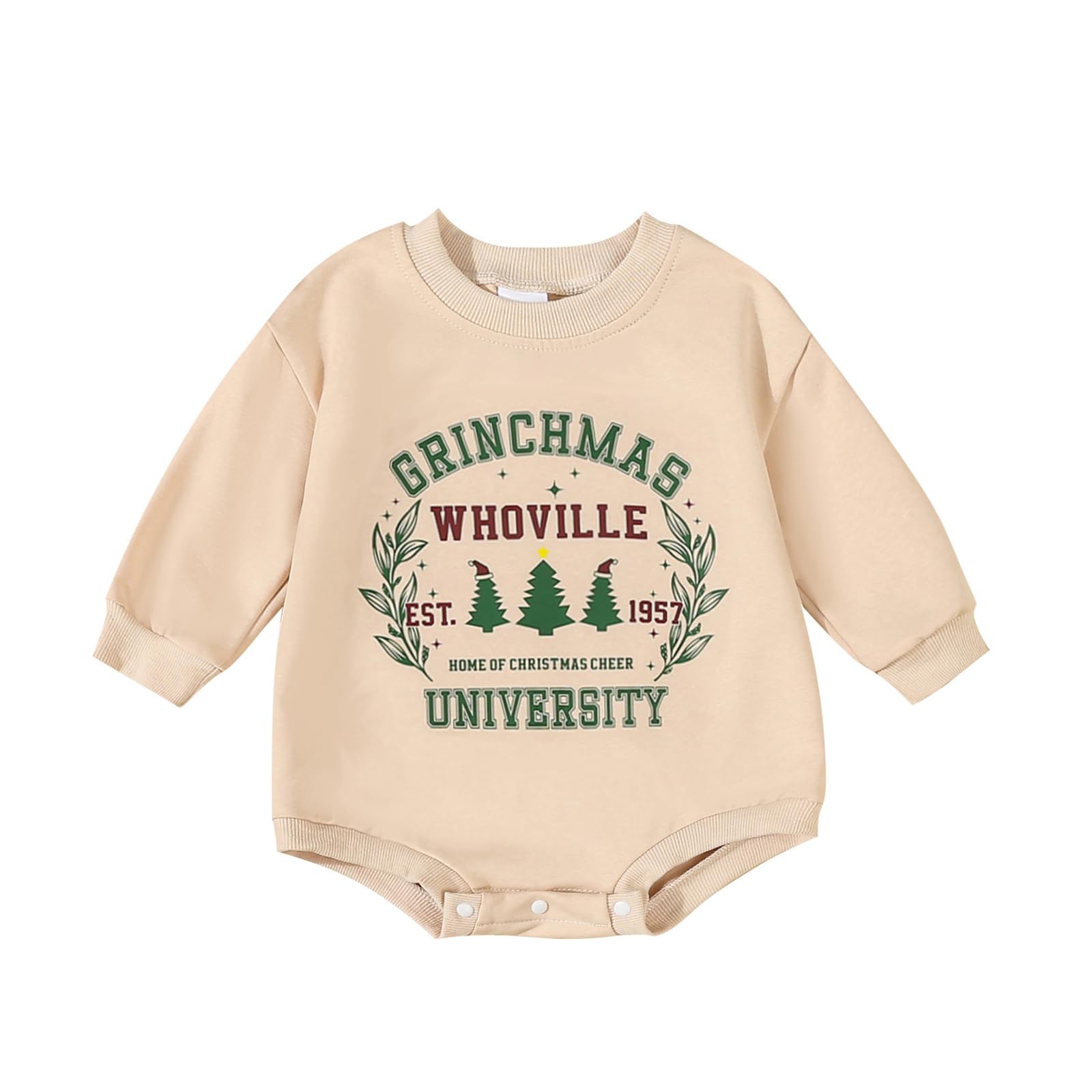Infant Baby Boy Girl Christmas Outfit Newborn Christmas Shirts Crew Neck Romper Sweatshirt Clothes 3 Month 6M 12M