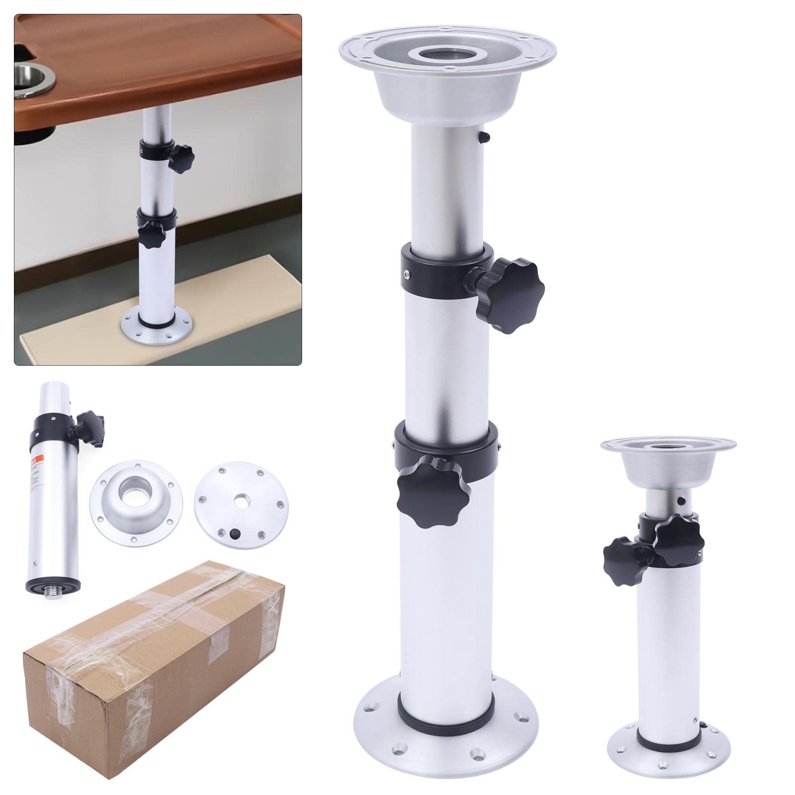 BOPRCSH Adjustable RV Boat Table Pedestal, 16.9-29.1inches, Detachable Aluminum Alloy RV Table Legs Stand Base Manual Adjustable Table Base Seating Accessories, or RV Marine Boat Marine Yacht