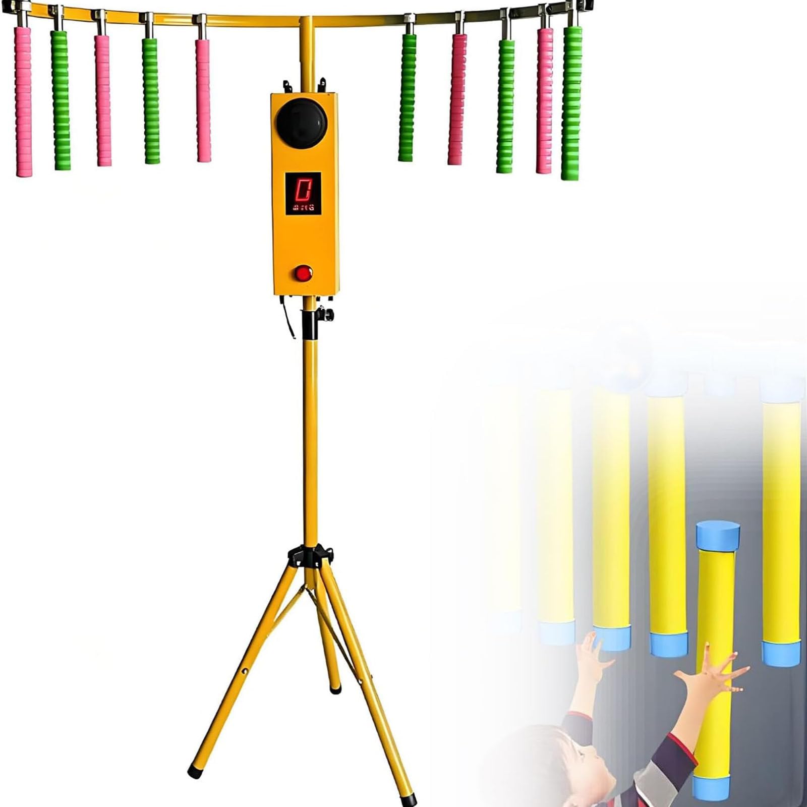 LJCSSD Catching Sticks Game Machine - Hand-eye coordination reflex training game with adjustable speed modes for improved focus and reaction skills Yellow