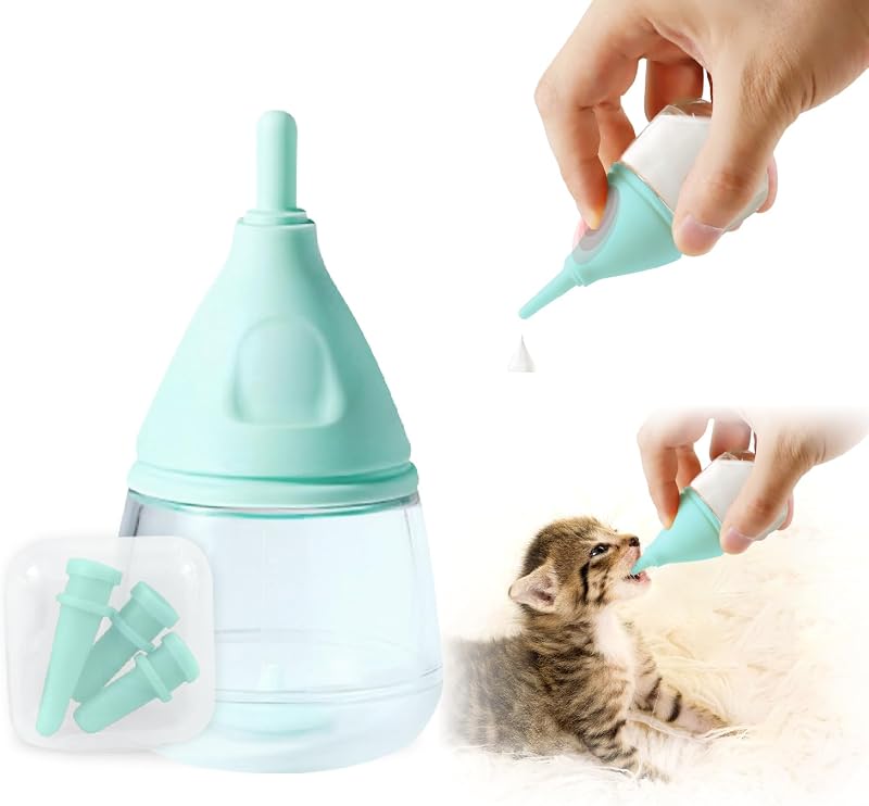 Mamadeira para Filhotes de Gatos e Cães Rock Tech WNQ-40ml de Silicone 40 mL com 3 Bicos Extras Azul