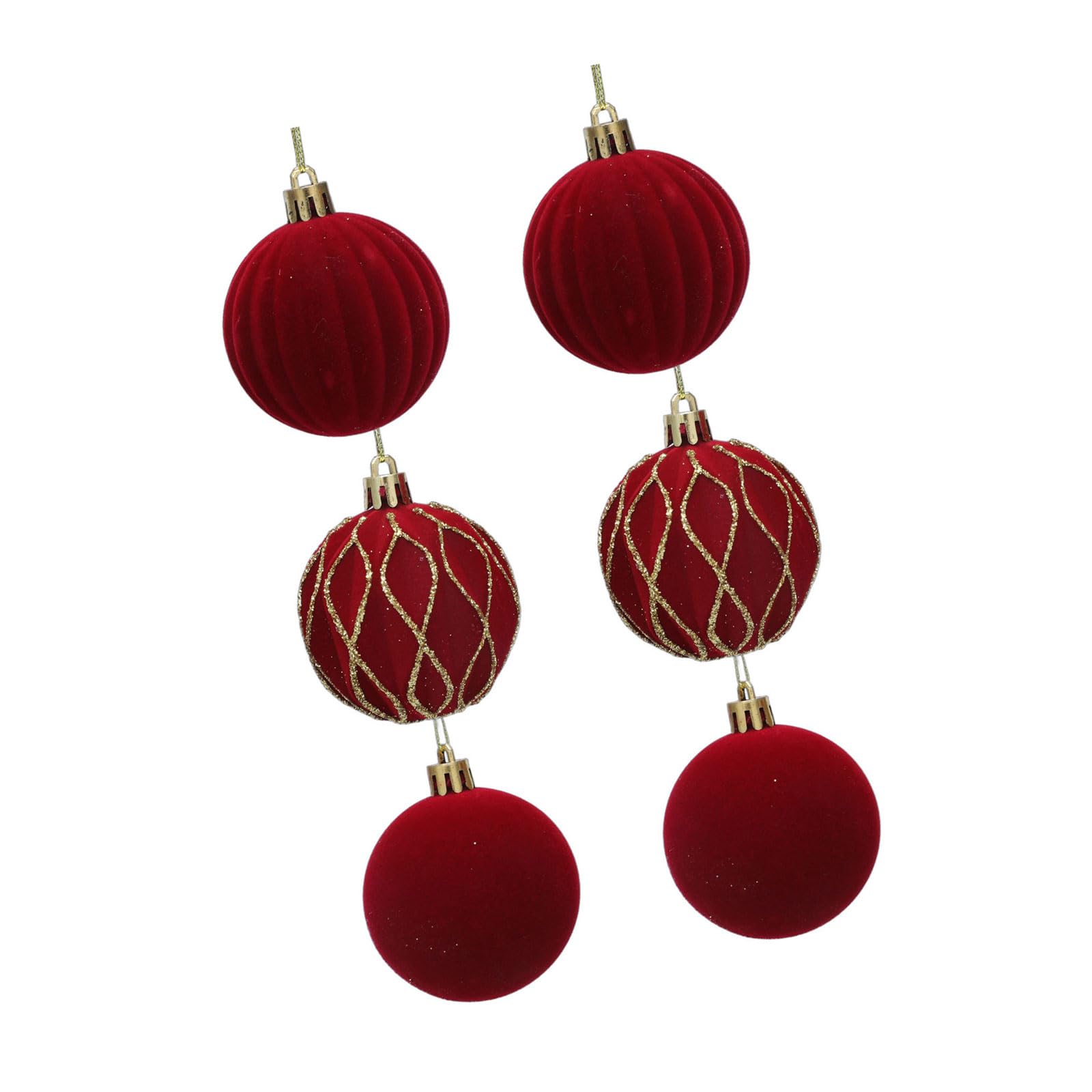 Oxxggkao 6PCS / Pack Stylish Flocking Christmas Tree Ornaments Sturdy and Safe Holiday Tree Decor for Seasonal Celebrations Soft Flocking Ornament