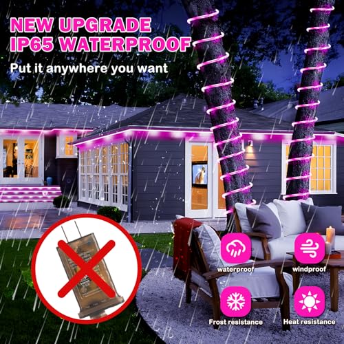 Image of Hezbjiti LED Rope Lights 394FT Waterproof Rope Light 1200 LED Flexible Tube Lights Plug in with 8 Modes for Garden Patio Bedroom Party Indoor Outdoor Decorations