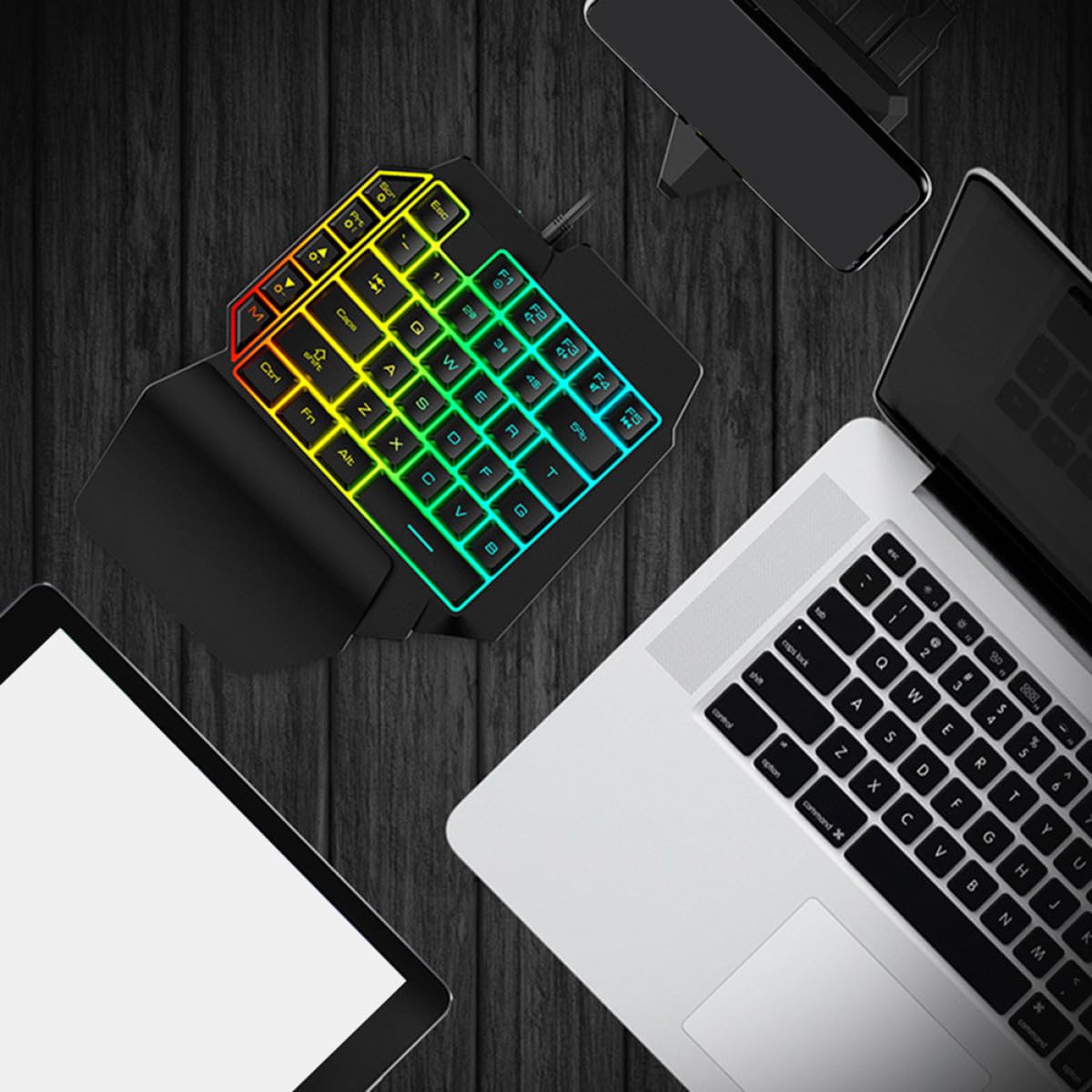 NUOBESTY Tastiera Da Gioco Retroilluminata Con Mouse, Combinazione E-sport Per Computer Domestici e Dormitori, Set Una Mano Facile Da Usare Per Gamer Principianti e Intrattenimento