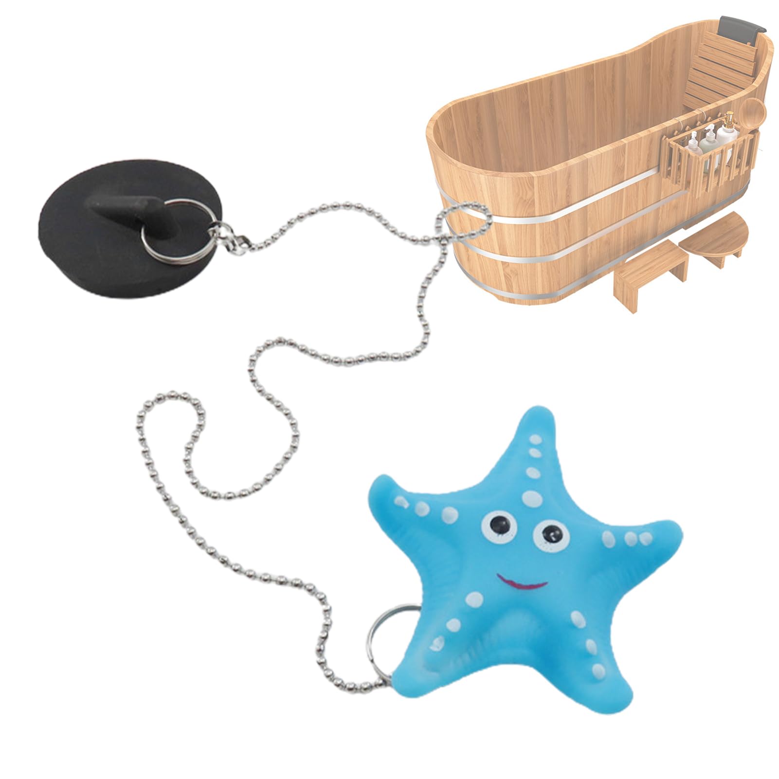 Aizuoni Bath Tub Plug,Cartoon Drain Plug with Chain | Rubber Floating Bath Tub Stopper, Bathroom Sink Plug Drain Stopper with Chain