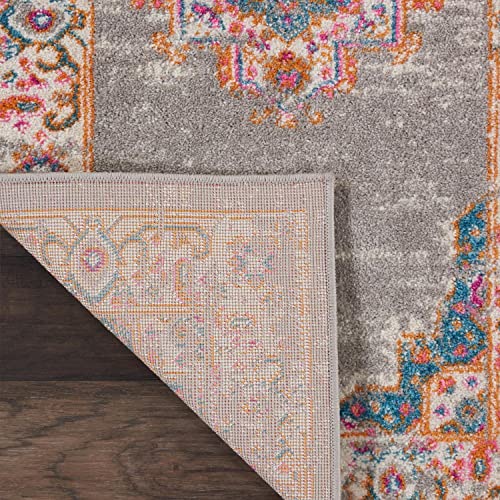 Nourison Passion Grey 2'2" X 7'6" Area -Rug, Boho, Traditional, Easy -Cleaning, Non Shedding, Bed Room, Living Room, Hallway, (8' Runner) #TOP2