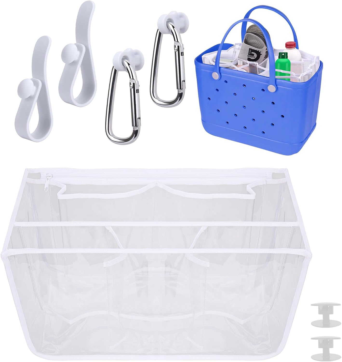 Mity rain Accessories for Bogg Bag，2PCS Key Holders and Clear Bag Organizer for Bogg bag