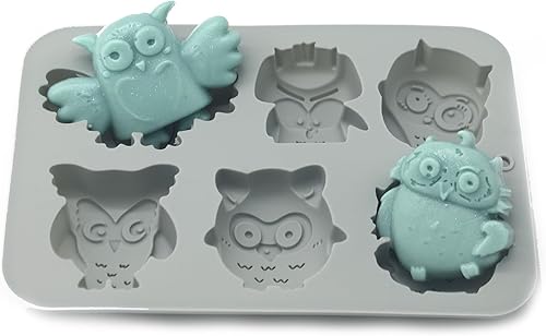 Miniatura 2 de X-Haibei Molde de silicona de búho de 6 cavidades para jabón, gelatina, dulces, regalos para niños, fabricación de jabón de baño para niños, 2
