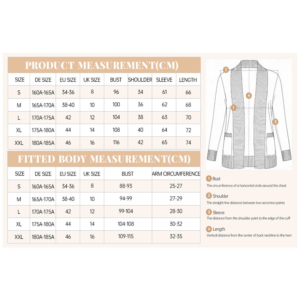 EXCHIC Femmes Décontractée Manche Longue Tricoté Cardigan Poids Léger À l'aise Avant Ouvert Manteau Chandails Longs avec Poches