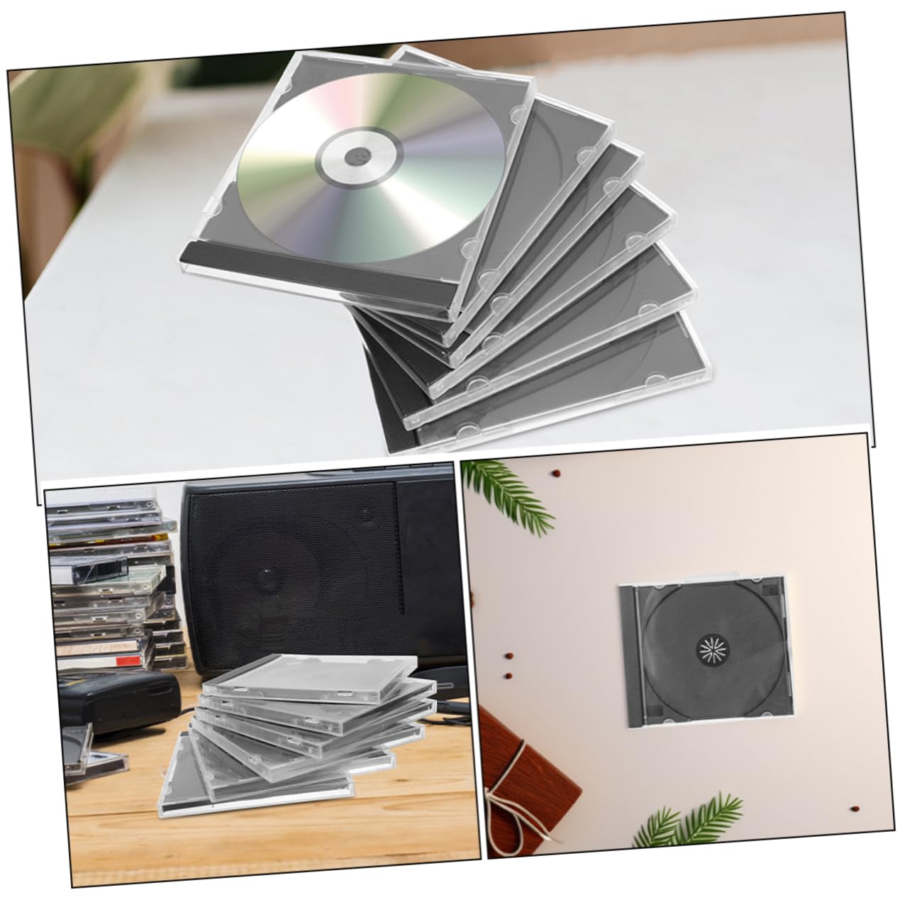 GALPADA Custodie Trasparenti per CD in Plastica 10 Pezzi, Impilabili e Protettive, per Custodia e Organizzazione Dischi in Casa o Ufficio