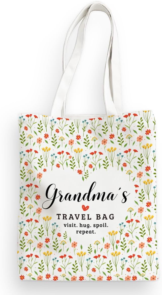 Colorful Grandma Travel Tote Beach Camping Shopping Grocery Bag - Grandma Gifts for Mothers Day, Christmas, Birthday from Granddaughter