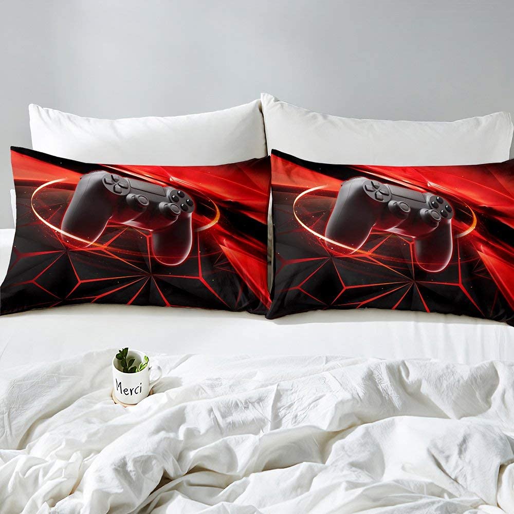 Boy Gaming Comforter Cover for Boys and girls Teens Gamer Player Duvet Cover King Size,Video Games with Geometric Aperture Bedding Set Youth Man Room Decorative 3 Pcs Bedding Set - Image 4