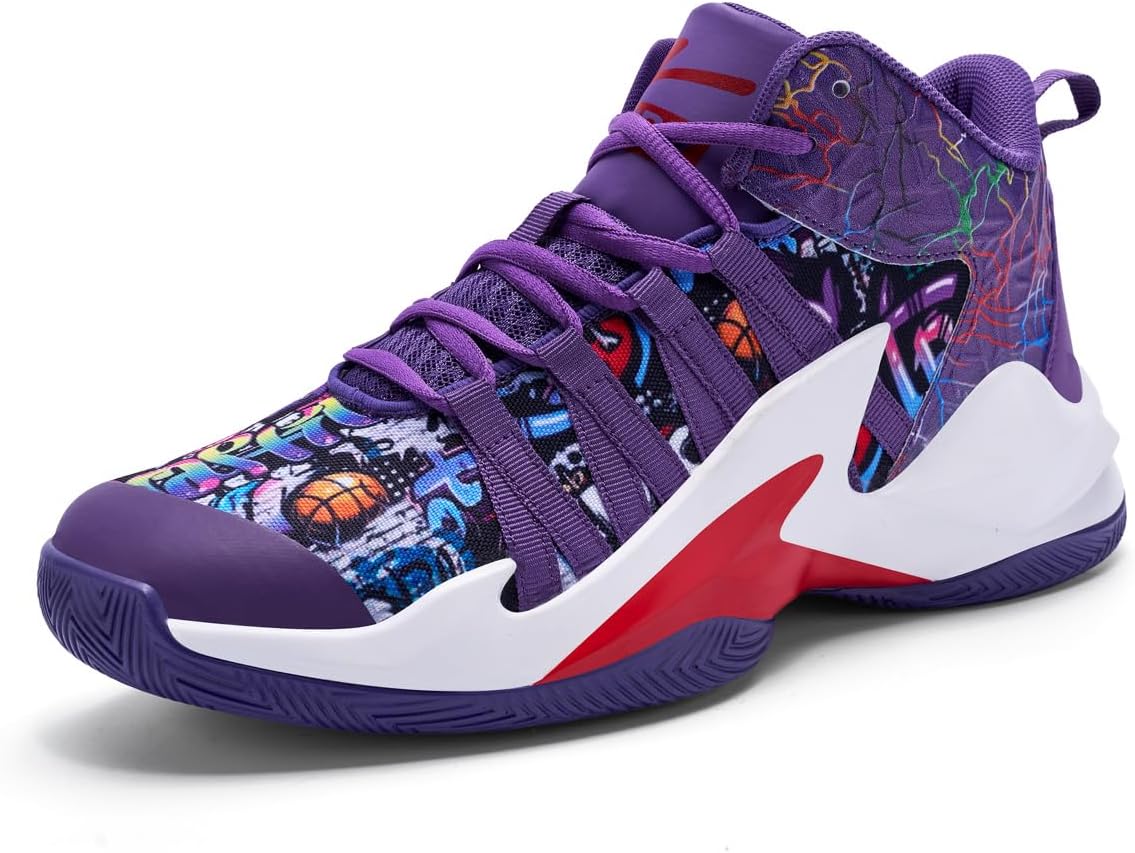 ZUDVOSO Mens Womens Basketball Shoes High Top Ultra-Light Fashion Anti Slip Streetball Master Breathable Outdoor Sneakers Cushioning Shoes for Fitness