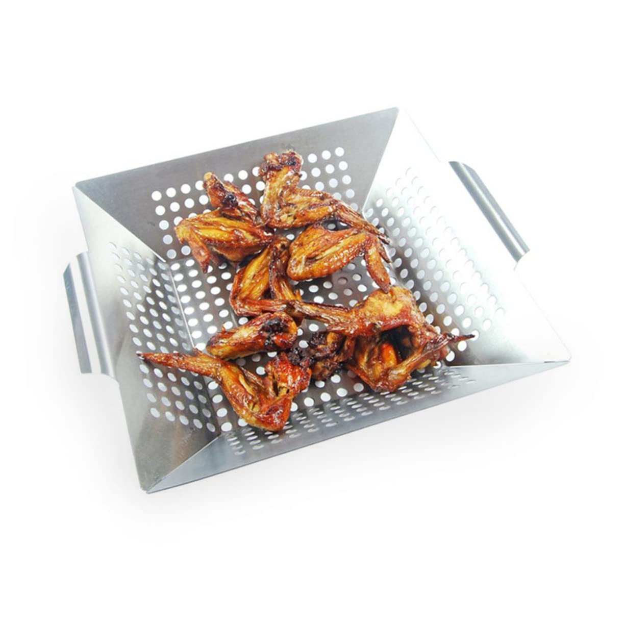 HEMOTON Stainless Steel Grill Pan Bbq Tray Heat-resistant Grill Plate Square Barbecue Pan Bbq