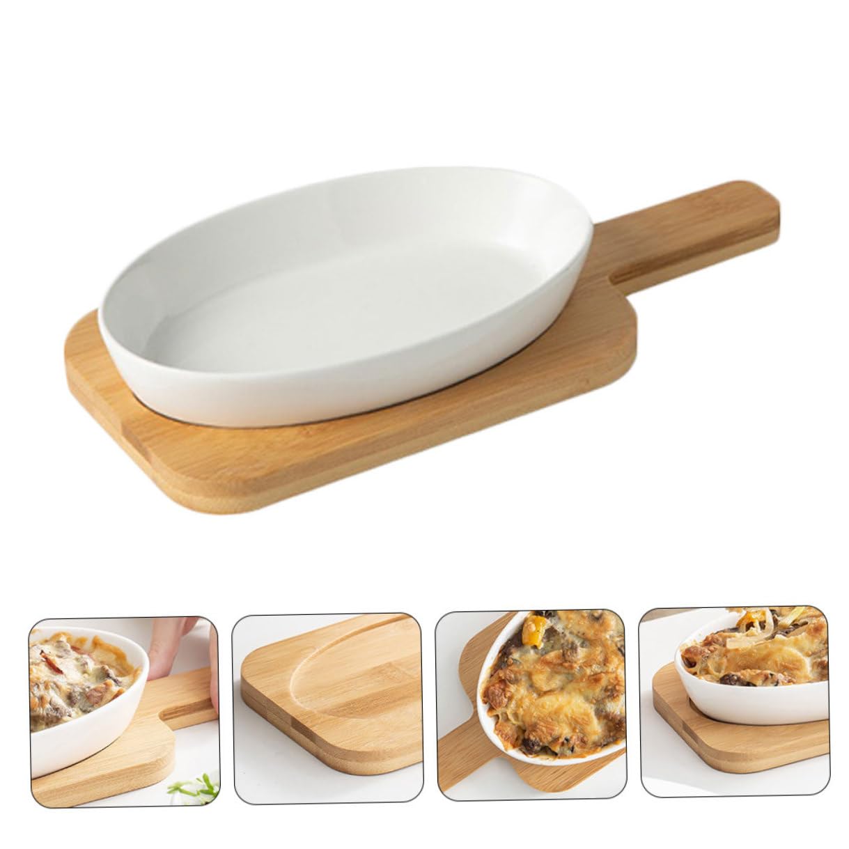 IMIKEYA Plat de Cuisson Ovale en Céramique Blanche, 1 Set, pour Four
