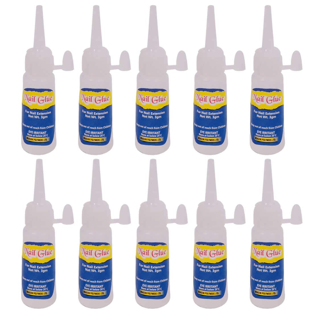 FStyler Nail Glue Super Strong Adhesive For Professional Nail Art Extension (Pack of 10) (White)