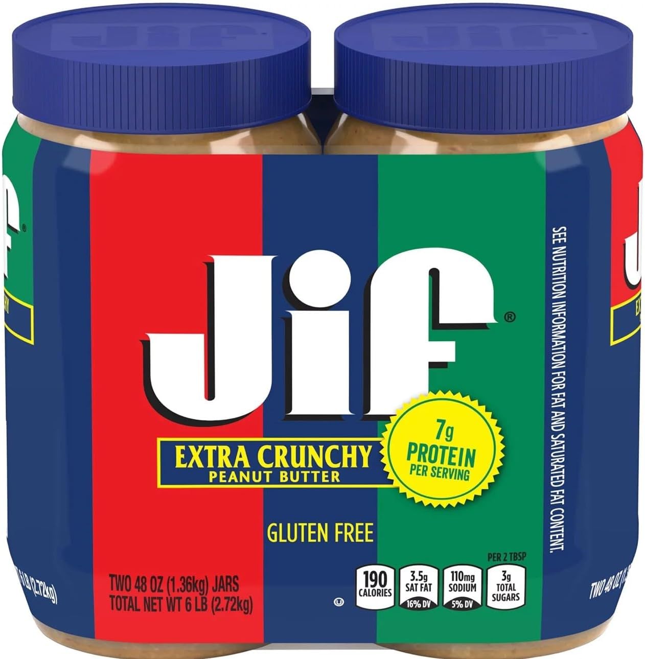 Jifs Extra Crunchy Peanut Butter, 48 Ounces, 2 Pack