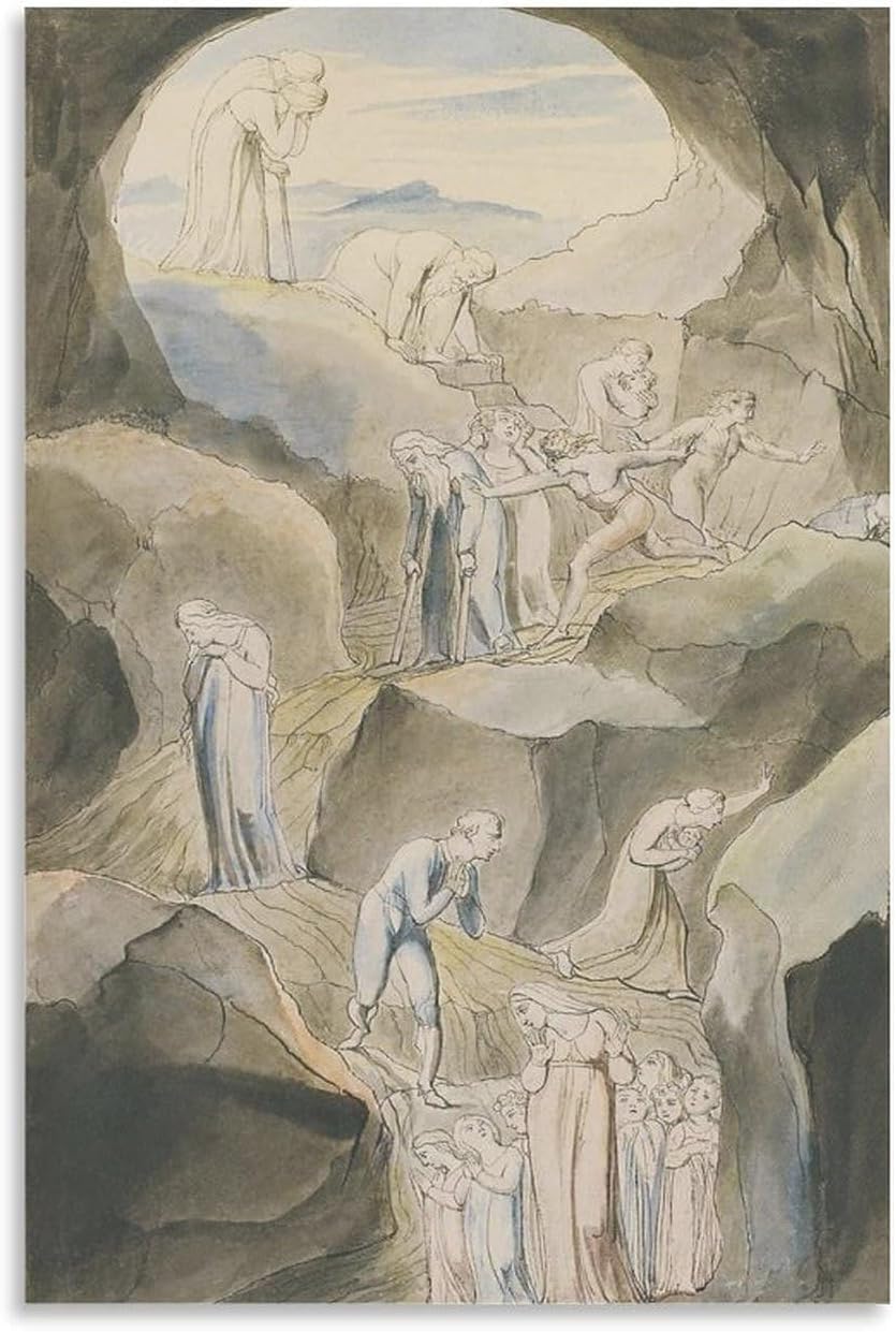 Orjdjz Wxkbl William Blake Posters《The Descent Into》Painting Abstract Wall Art Picture William Blake Canvas Prints for Home Office Decor 40x65cm Frameless