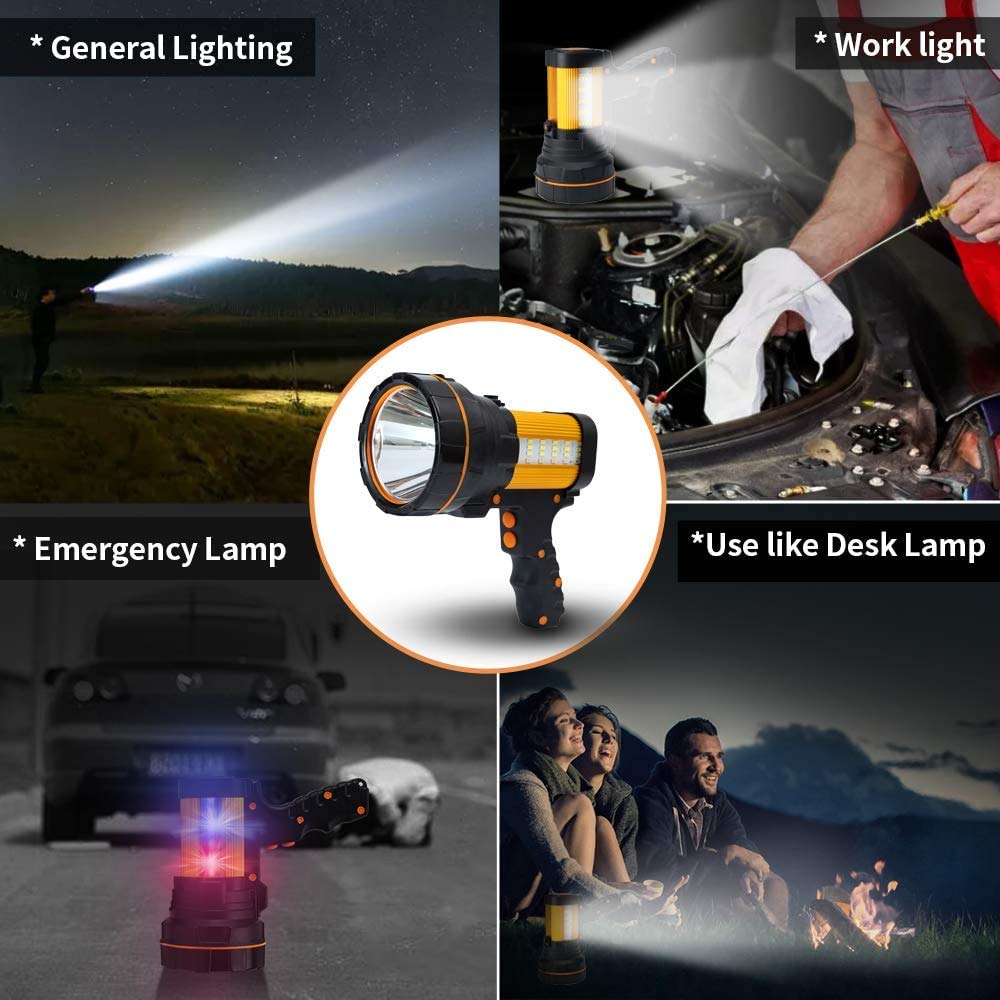 Lampe Torche Lampe de Poche LED Ultra Puissante Rechargeable Grande Batterie 10000mah Super Brillante Haute 6000 Lumens Longue Portée, pour Ménage Camping Urgence
