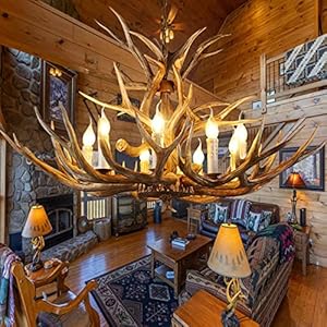 Antler Chandelier, Resin Deer Antler Chandelier 8 Light Vintage Style Antler Chandelier Lighting, 26 Inch Large Faux Resin Deer Antler Chandelier for Living Room, Cabin