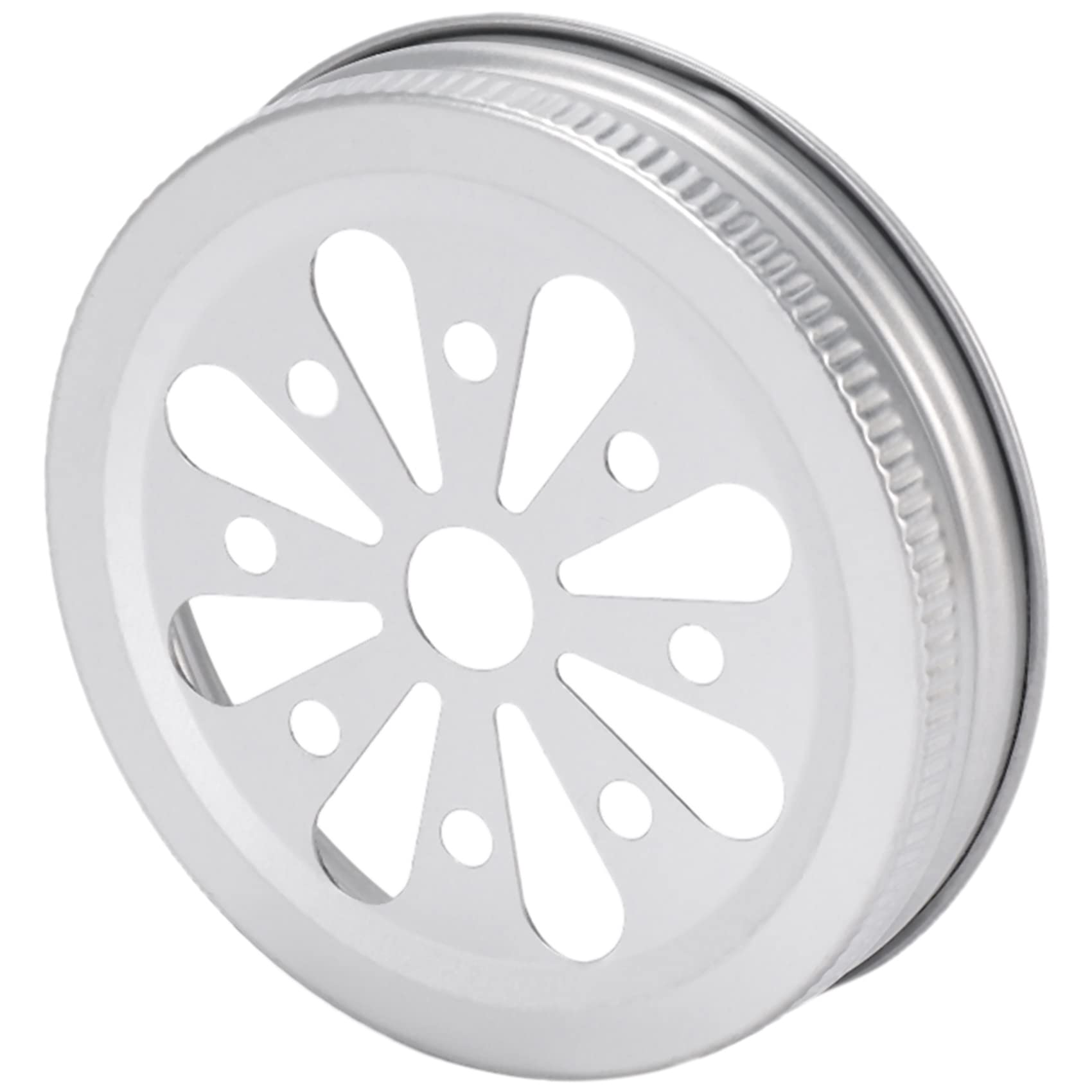LA BAIESO 16Pcs Regular Mouth Can Jar Lid Rust Proof Daisy Cut with Straw Hole Hollow Flower Cover for Ball,Canning Jars,Etc