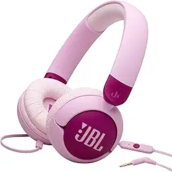 JBL Junior 320 - Fones de ouvido infantis com fio, som seguro (<85dB), microfone embutido, adequado para crianças e personalizável com adesivos incluídos (roxo)
