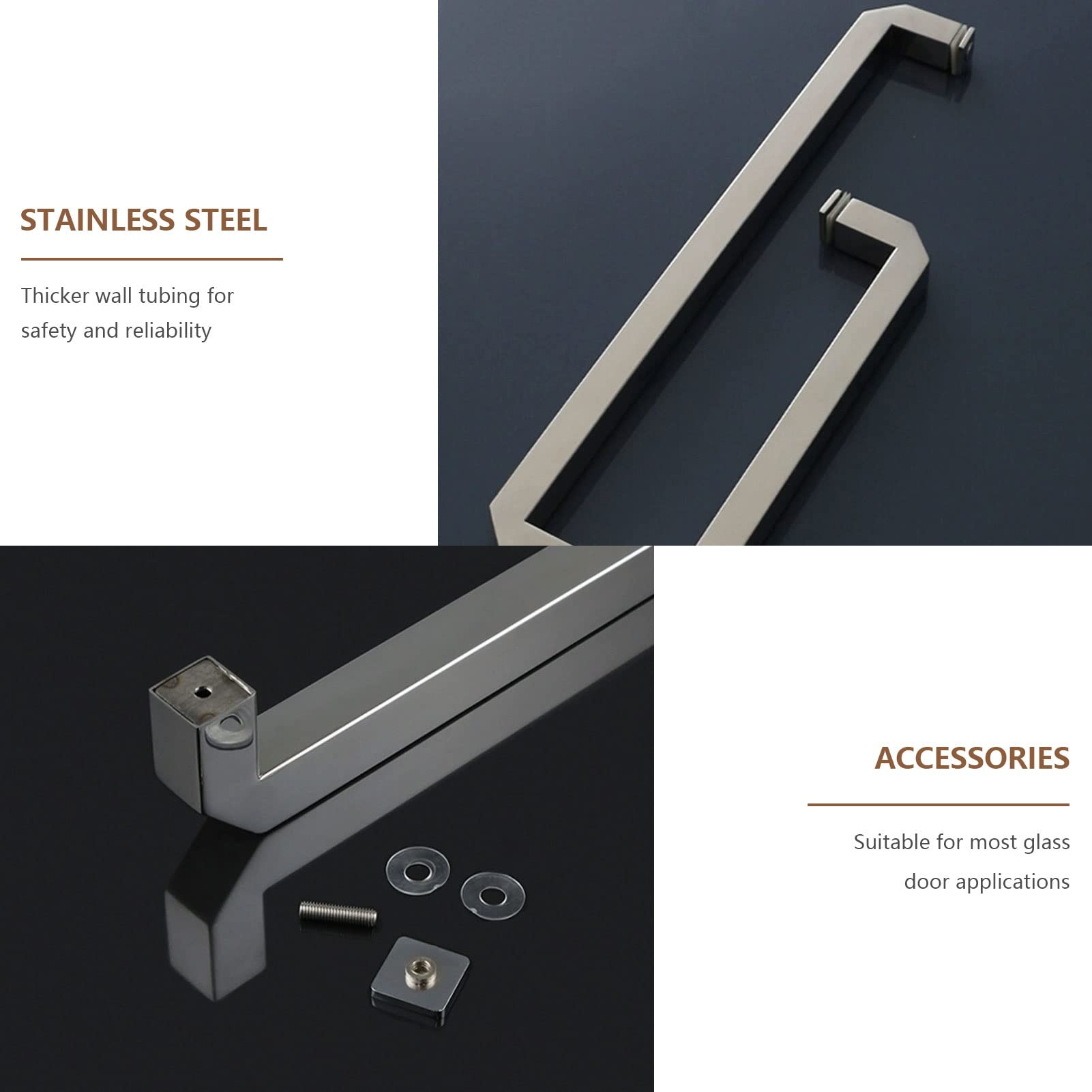 Tirador de Puerta de Acero Inoxidable, pomos para Puertas de Ducha, Manilla para Puertas de Cristal, manillas Sencillas para Puertas correderas, Palanca para Puertas de Cristal de baño, Colo