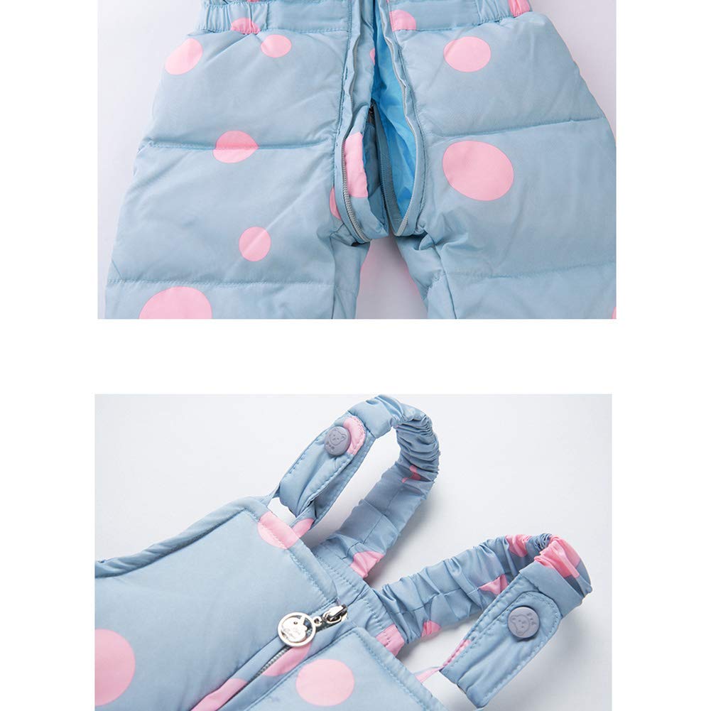 SANMIO 2 Piezas Niños Traje de Esquí Conjunto de Nieve para Bebé Infantil Niña Invierno Cálido Chaqueta Abajo con Patrón de Puntos Capucha y Pantalones