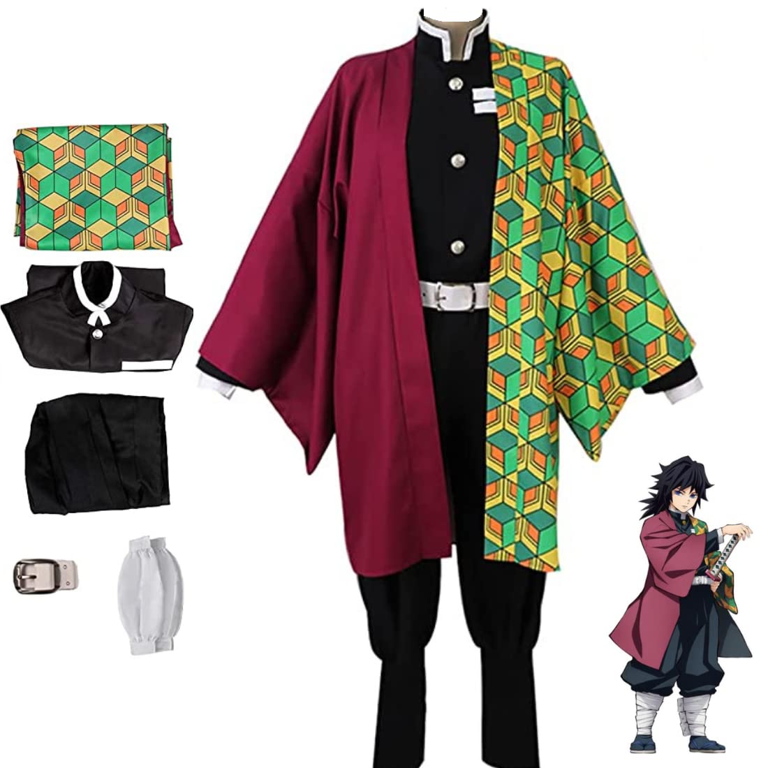 Cosplay Life Giyu Tomioka Agatsuma Demon Killer Cosplay Costume Japanese Anime Fashion 3D Kimono Halloween Outfit