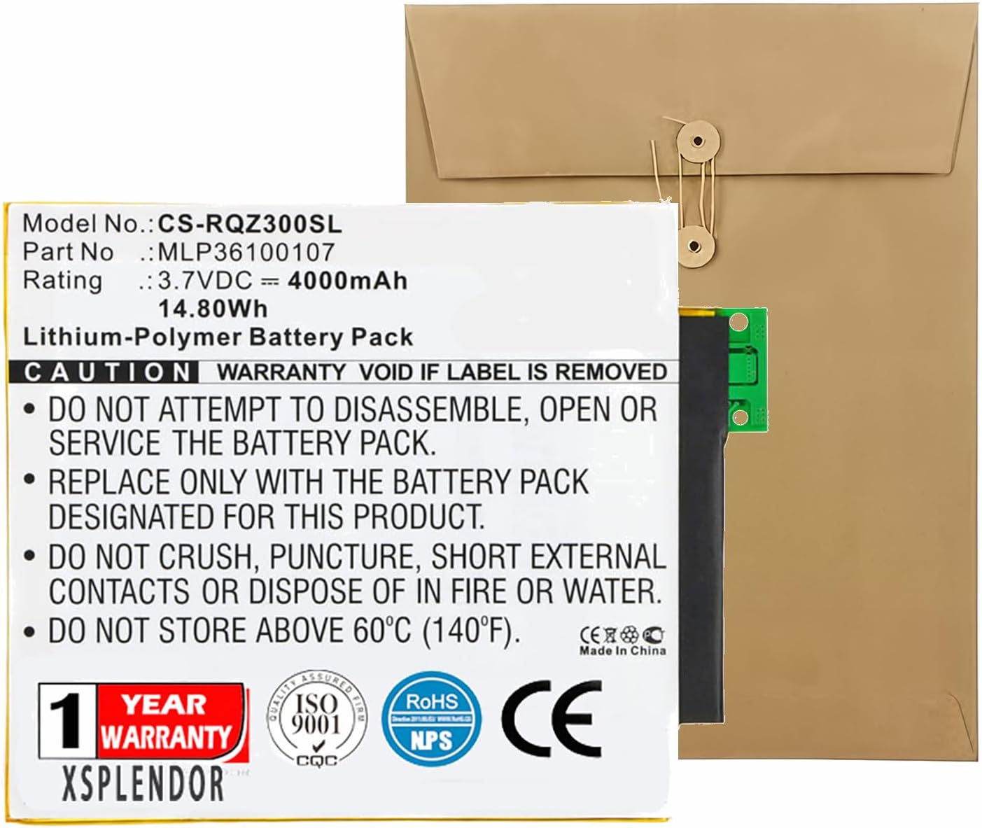 Tablet Replacement Battery for Verizon QTAQZ3KID, Ellipsis 8, QTAQZ3, Ellipsis Kids LTE, Ellipsis Kids PN SQU-1408, MLP36100107 4000mAh