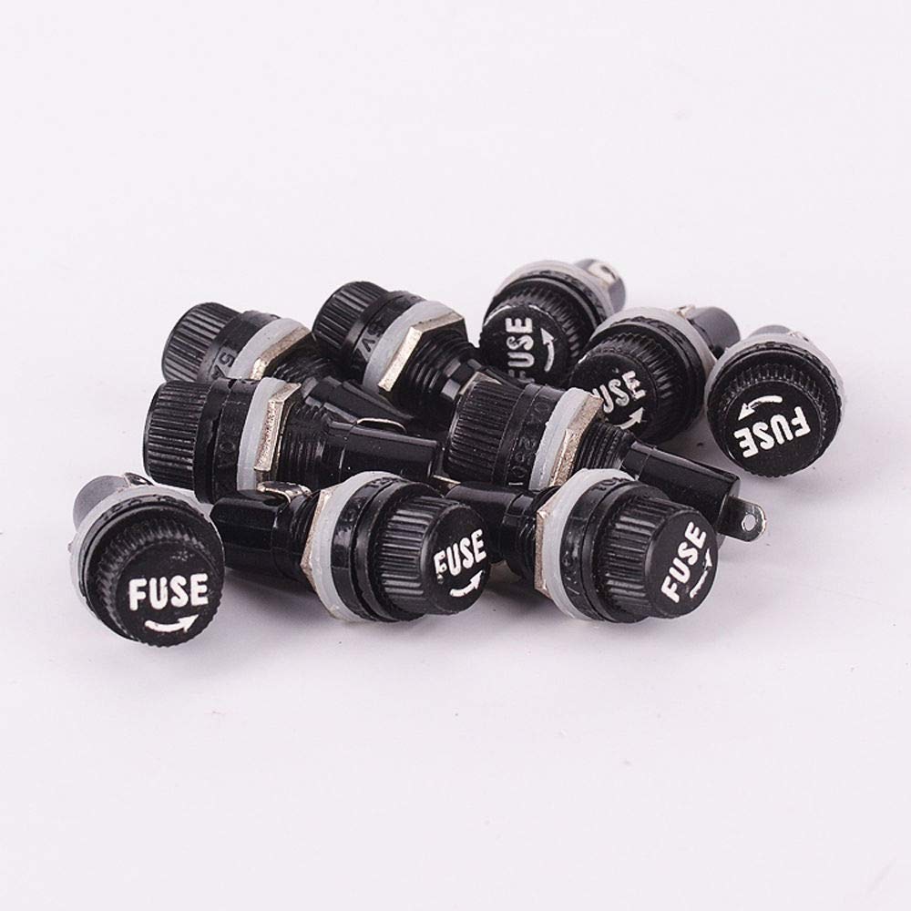10 PCS 5 * 20mm Glass Fuse Holders Black Insurance Tube Socket Fuse Holder for Insurance Panel Mount Fuse Holder