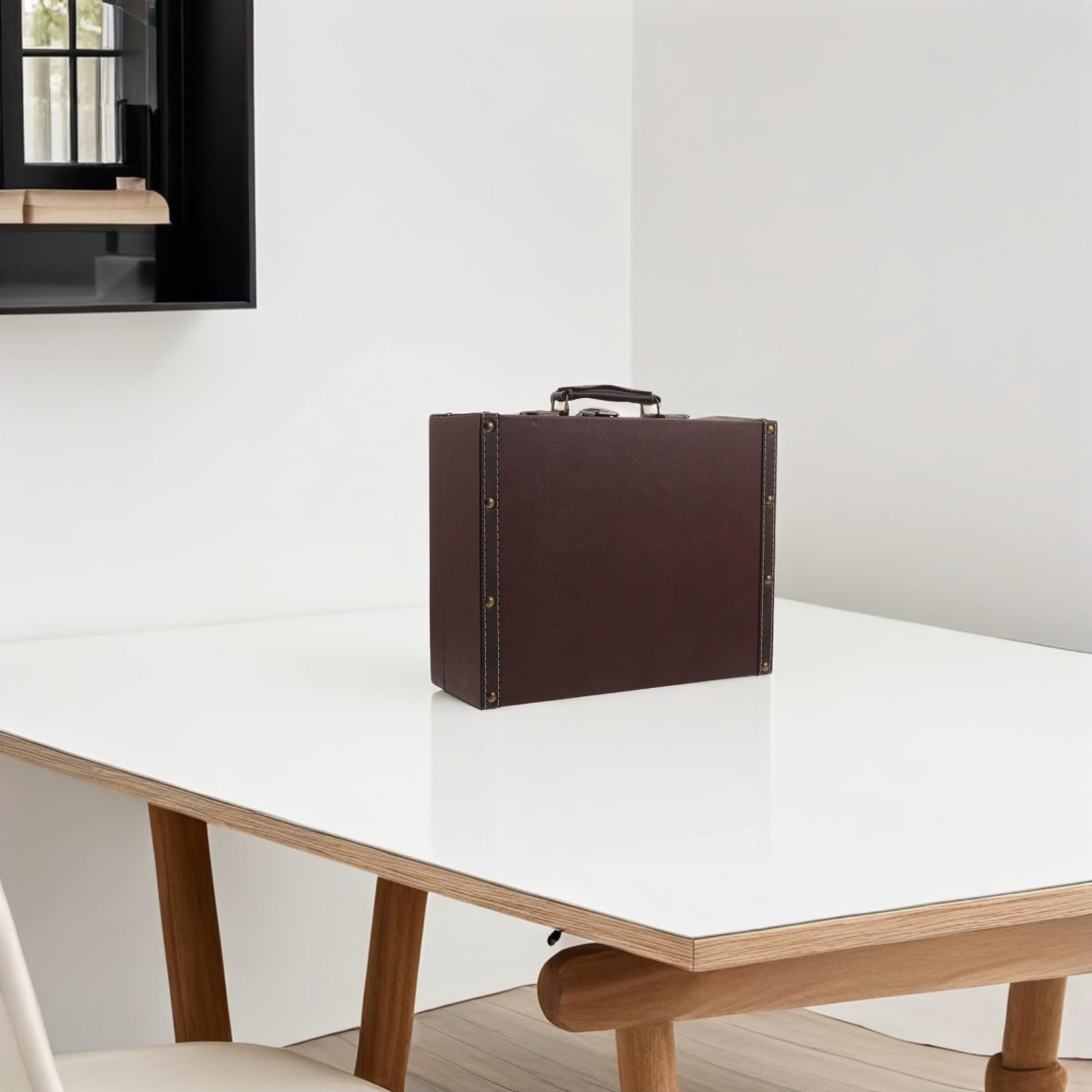 Scatola Decorativa Retrò Design Britannico in Legno e PU Portatile